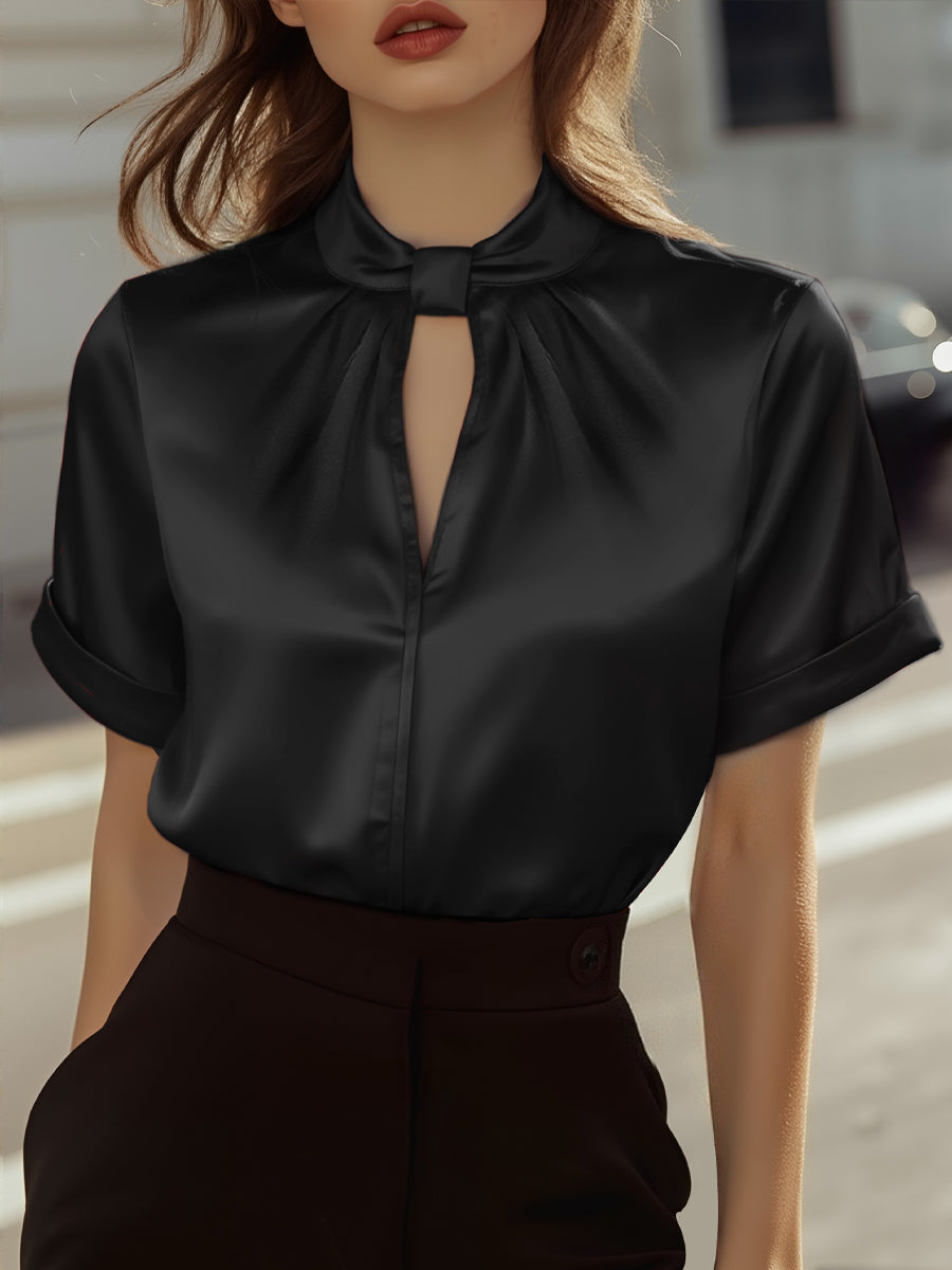 Amelia | Blusa Mujer Satén Cuello Alto