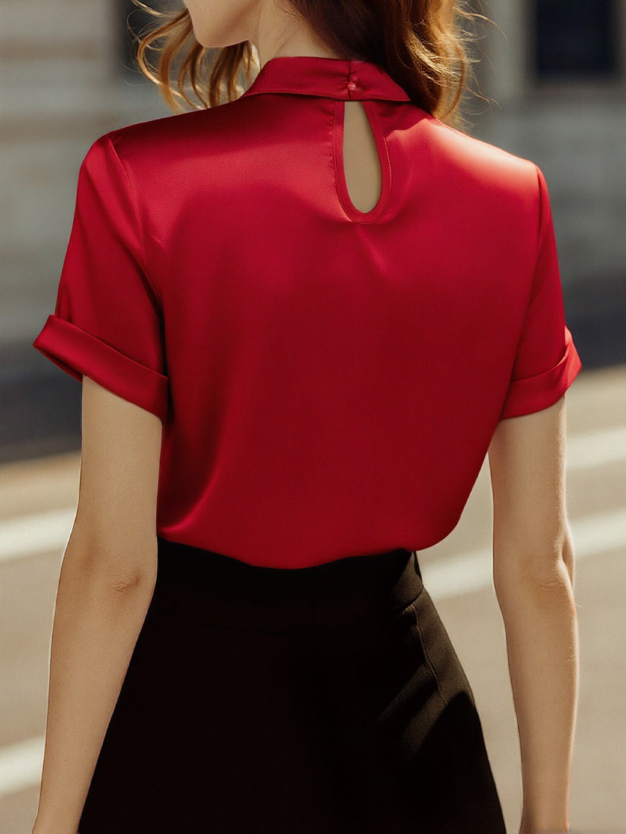 Amelia | Blusa Mujer Satén Cuello Alto