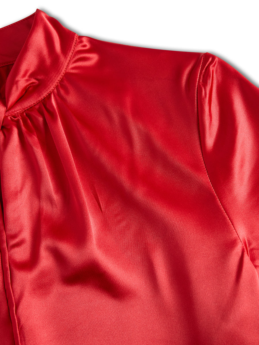 Amelia | Blusa Mujer Satén Cuello Alto
