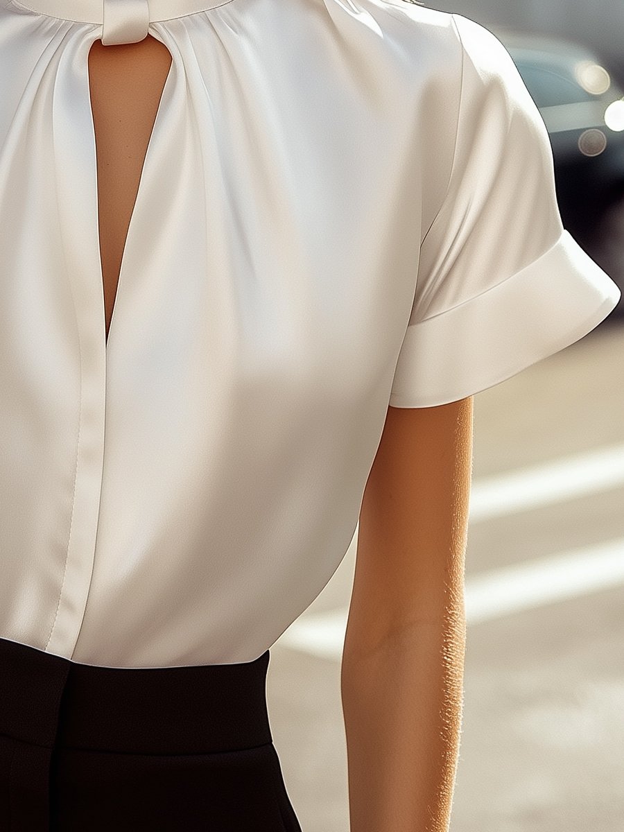 Amelia | Blusa Mujer Satén Cuello Alto
