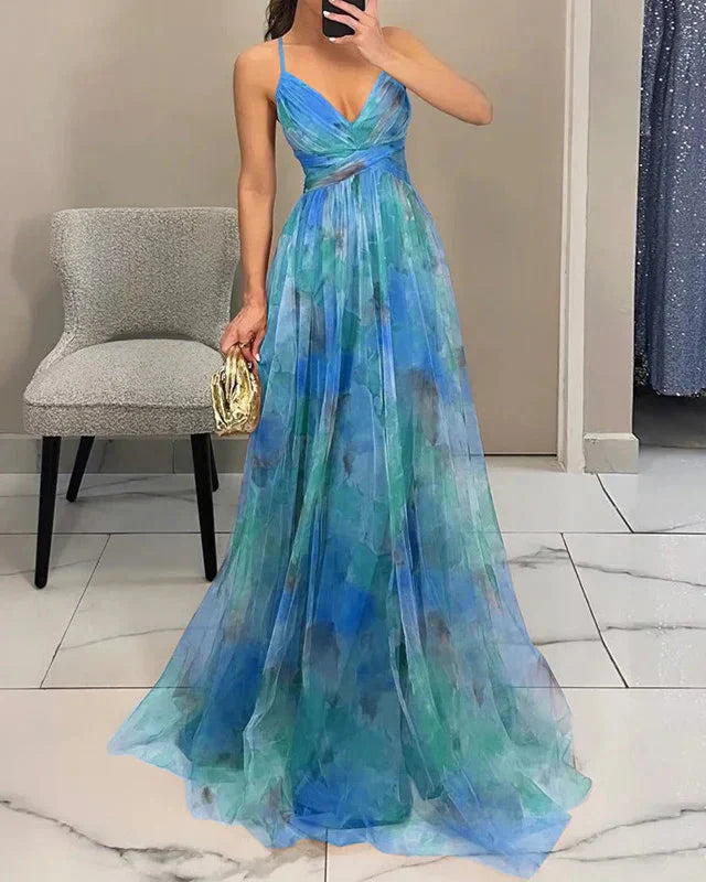 Andrea | Vestido Maxi Tul Estampado Invitada Boda