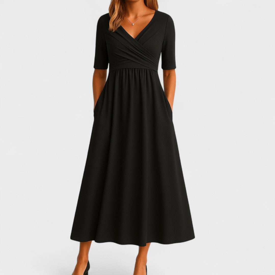 Andrea | Vestido Midi Mujer Cruzado con Fruncido