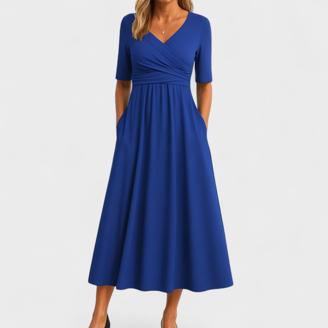 Andrea | Vestido Midi Mujer Cruzado con Fruncido