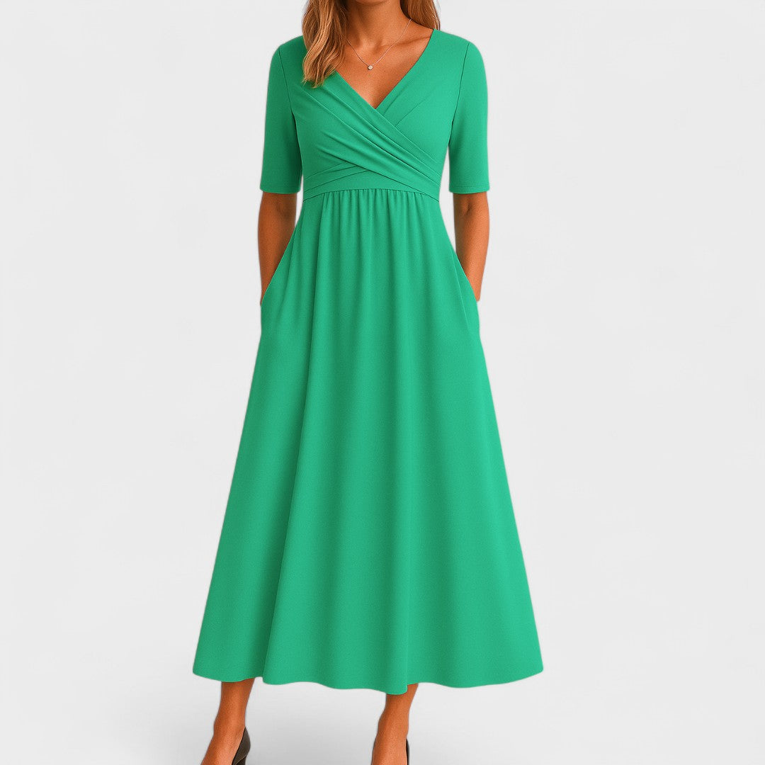 Andrea | Vestido Midi Mujer Cruzado con Fruncido