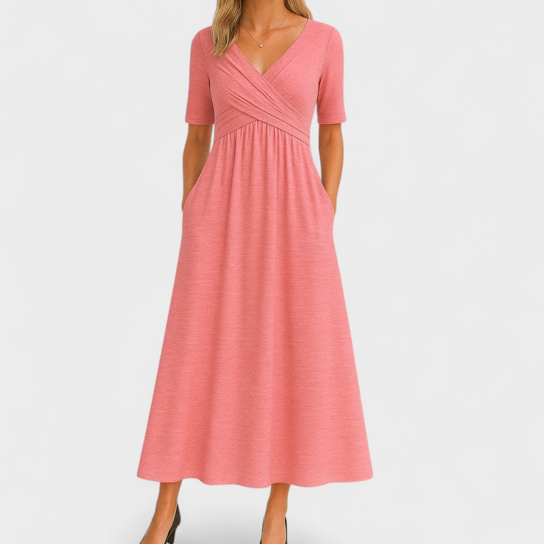 Andrea | Vestido Midi Mujer Cruzado con Fruncido