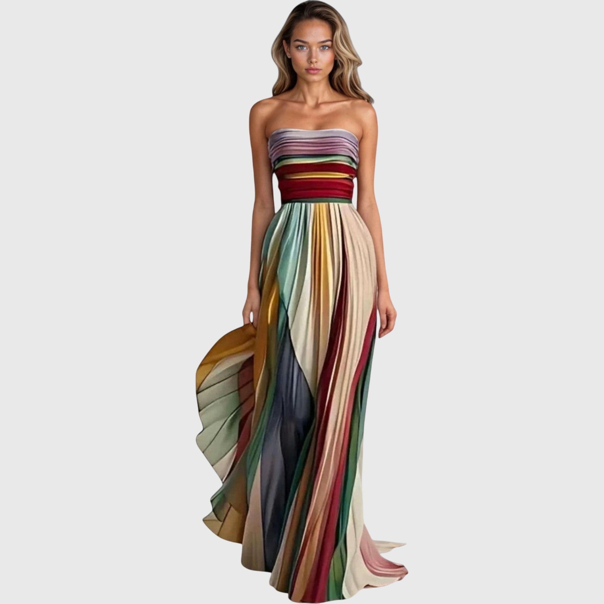 Beatriz | Vestido Maxi Multicolor Plisado Invitada Boda