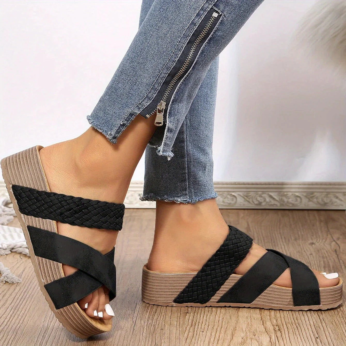 Carla | Sandalias Plataforma Tiras Cruzadas Mujer