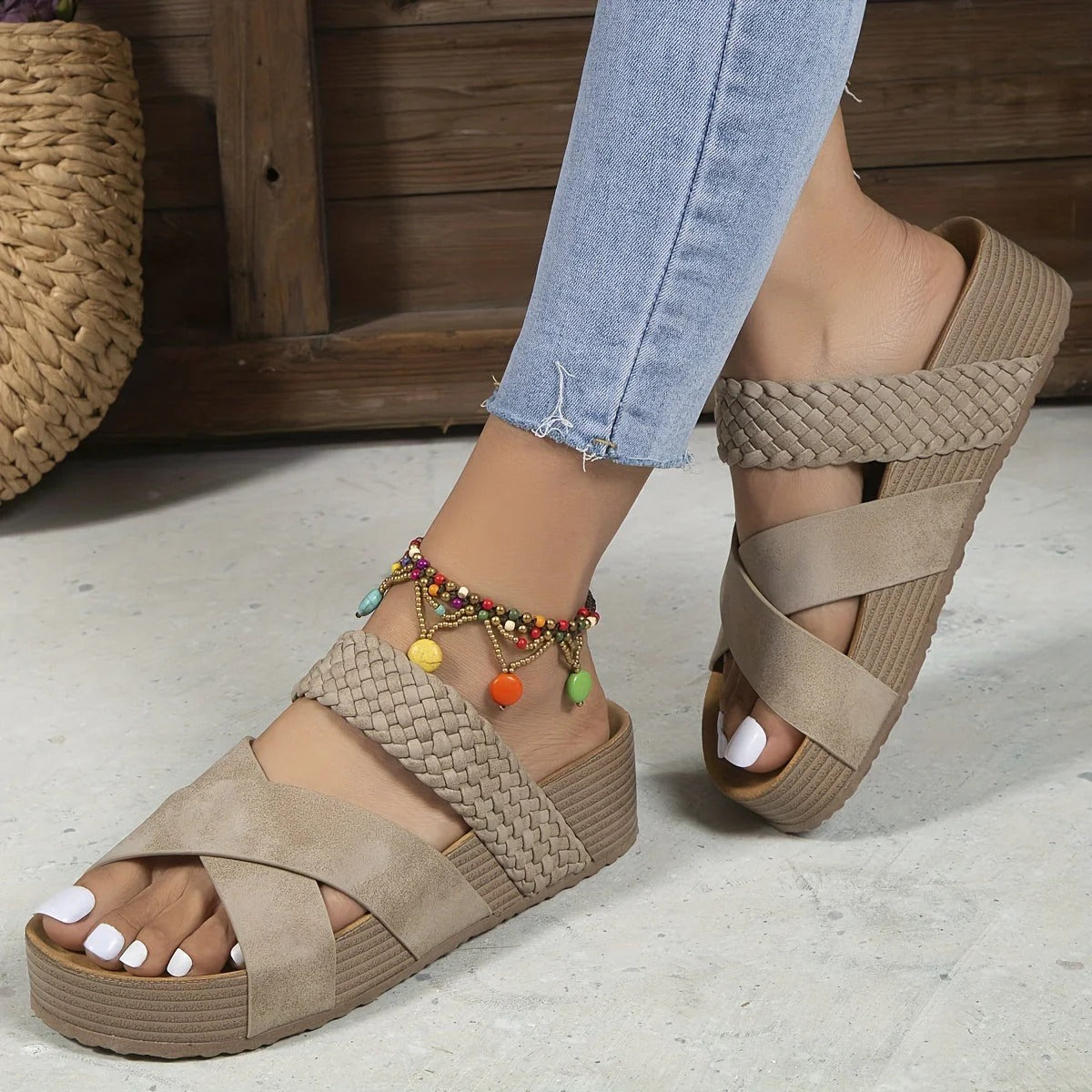 Carla | Sandalias Plataforma Tiras Cruzadas Mujer
