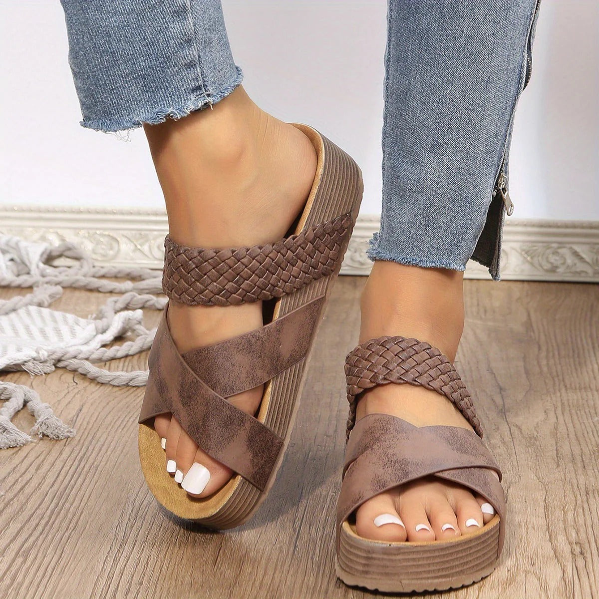 Carla | Sandalias Plataforma Tiras Cruzadas Mujer