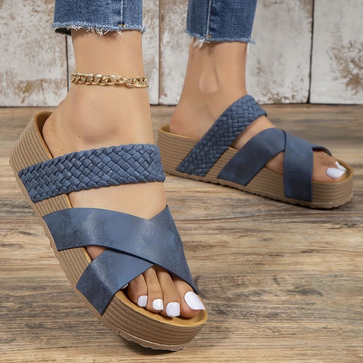 Carla | Sandalias Plataforma Tiras Cruzadas Mujer