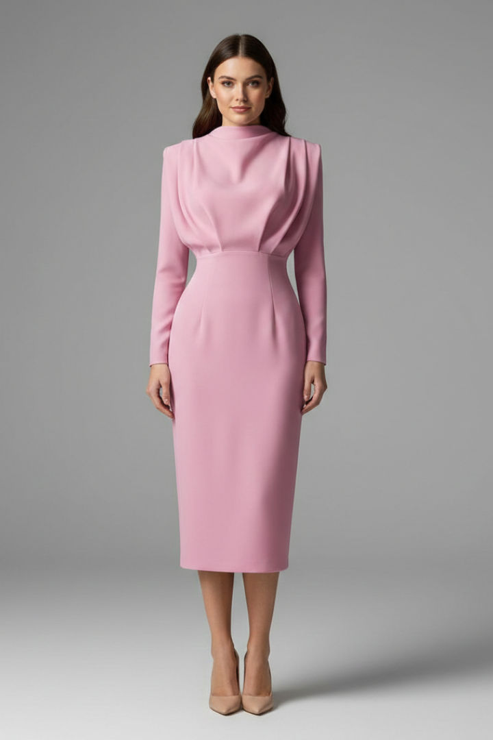 Carla | Vestido Midi Mujer Manga Larga Invitada