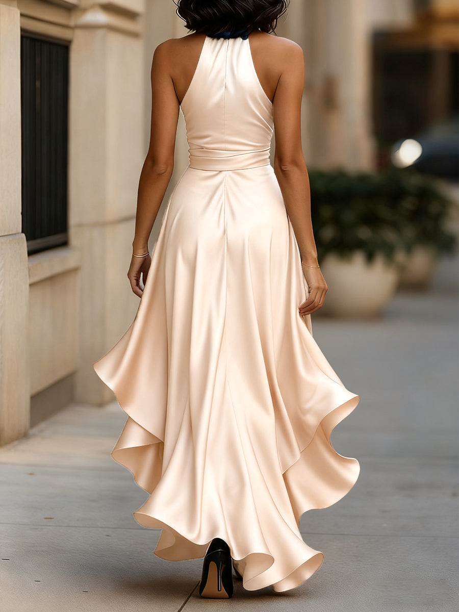 Carmen | Vestido Midi Mujer Satén Asimétrico Invitada