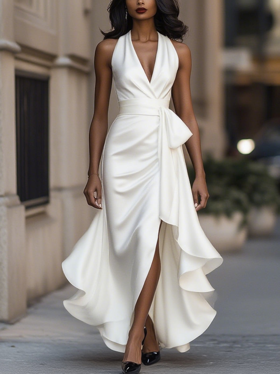 Carmen | Vestido Midi Mujer Satén Asimétrico Invitada