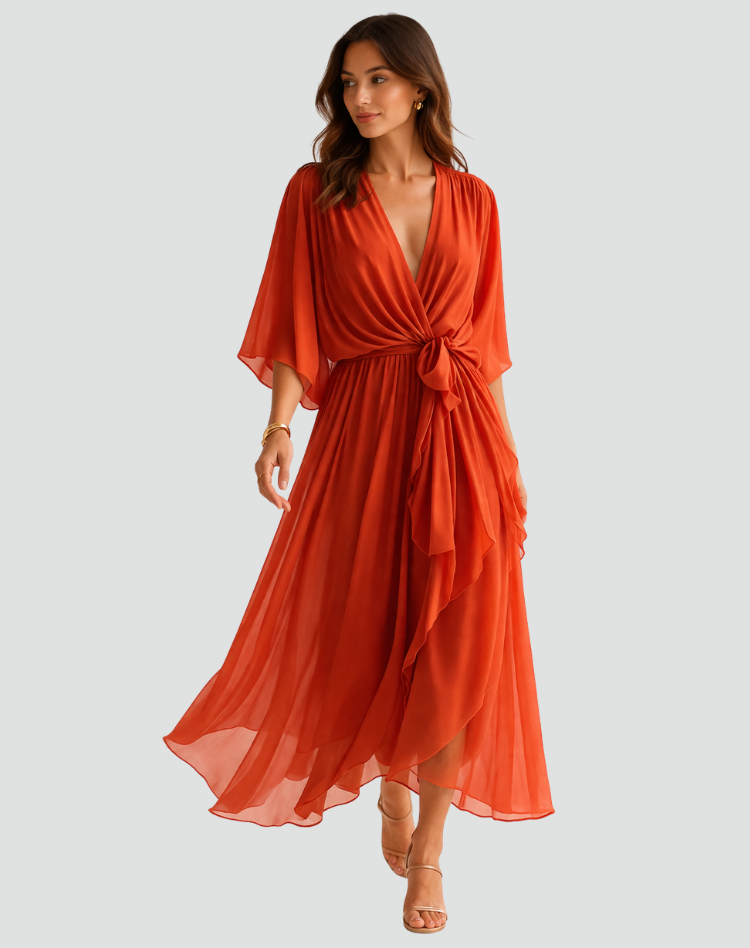 Claudia | Vestido Midi Cruzado Invitada Boda Mujer