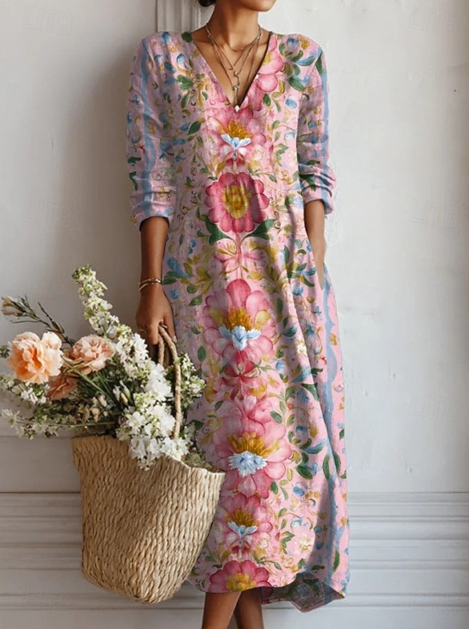 Diana | Vestido Midi Mujer Floral Manga Larga