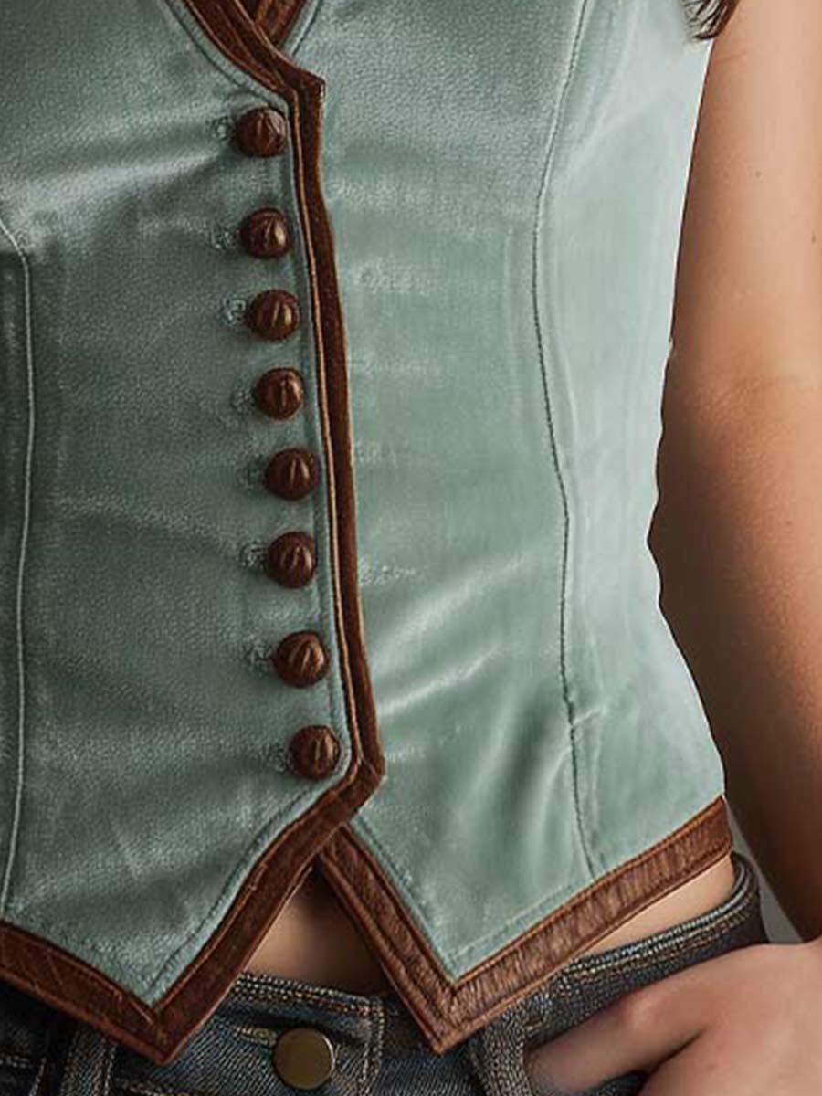 Eva | Chaleco Corset Mujer Verde Mint Botones