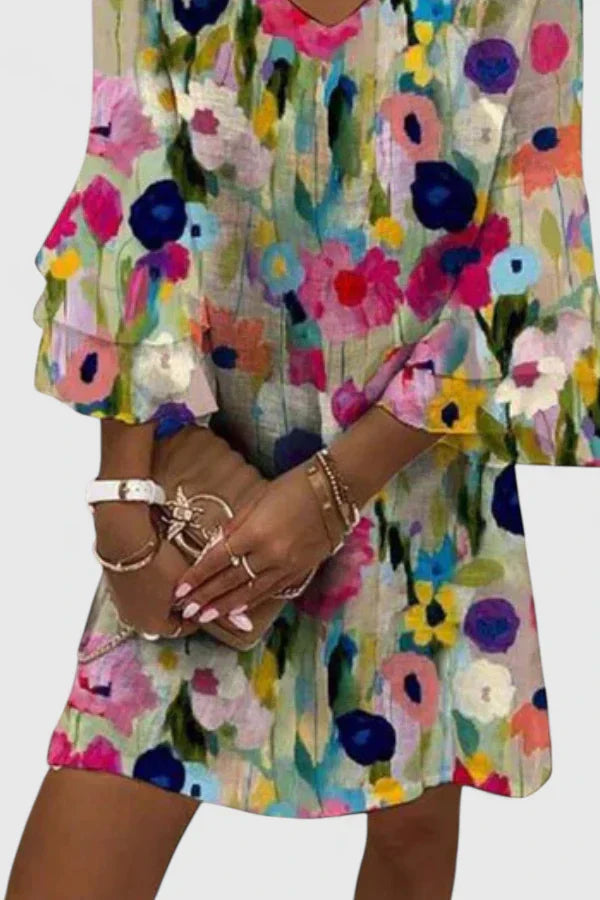 Isabella | Vestido Mujer Floral Manga Acampanada Mini
