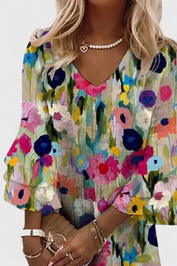 Isabella | Vestido Mujer Floral Manga Acampanada Mini
