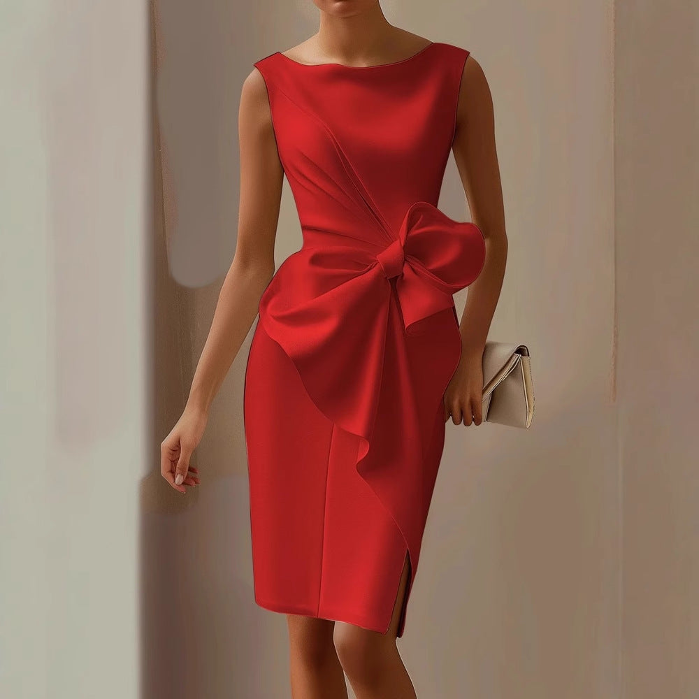 Laura | Vestido Mujer Midi con Lazo Invitada Boda
