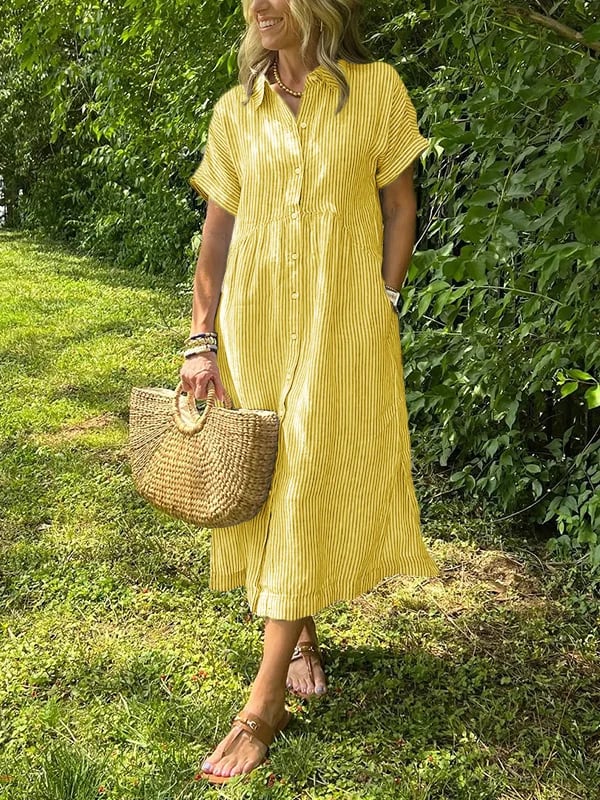 María | Vestido Midi Mujer Camisero Rayas
