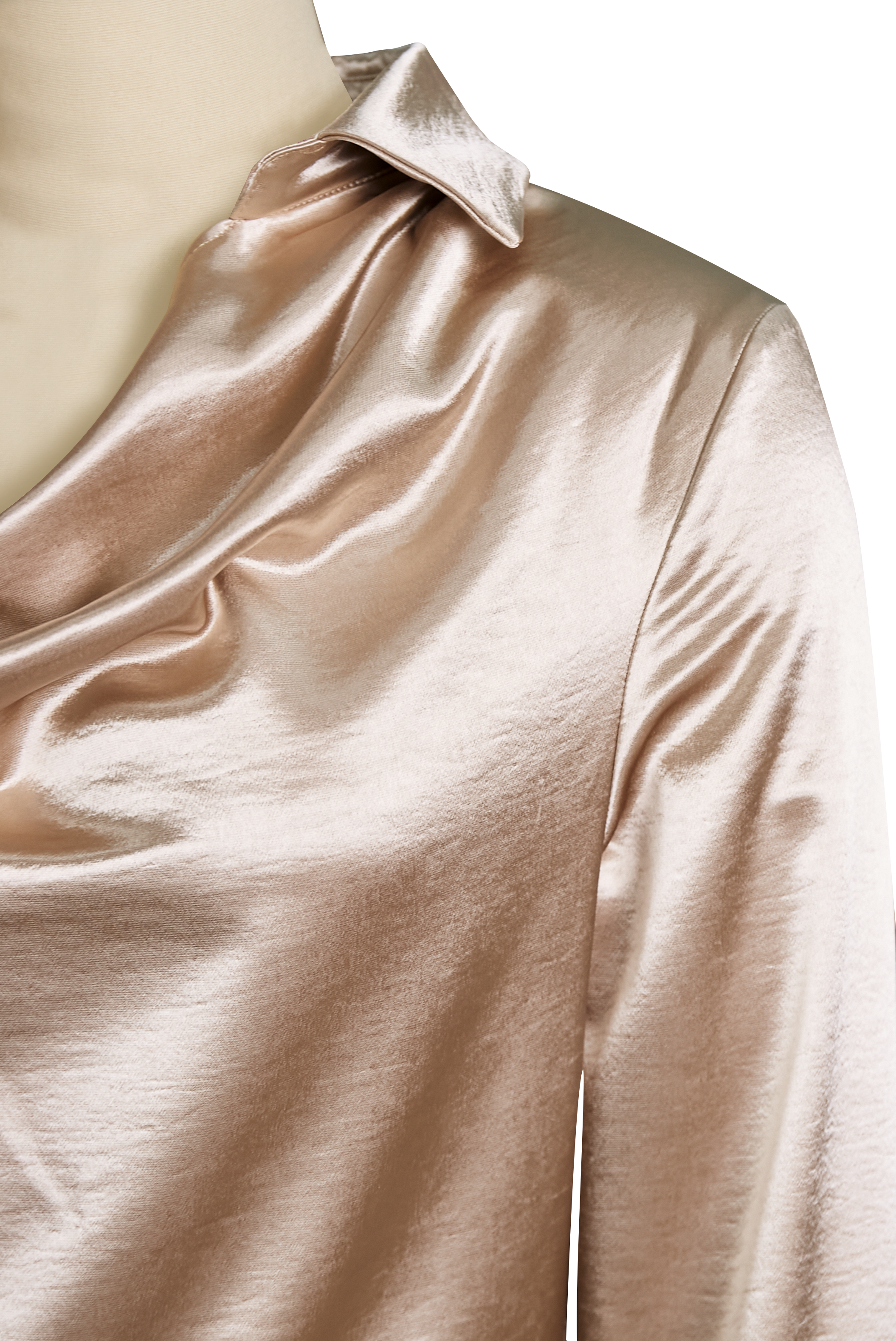 Natalia | Blusa Mujer Satén Cuello Cowl Manga Larga