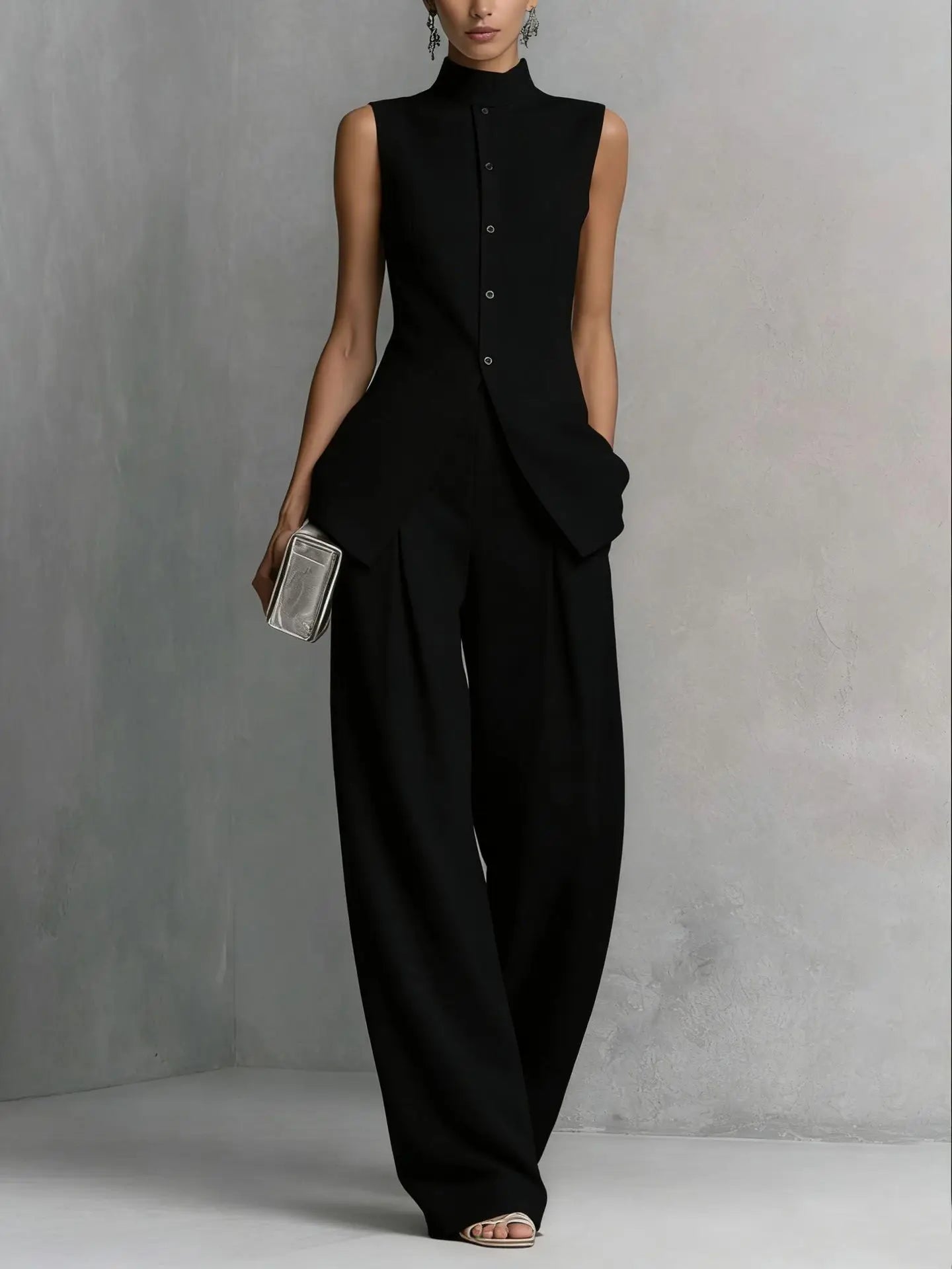 Natalia | Conjunto Pantalón Palazzo Mujer Blusa Sin Mangas