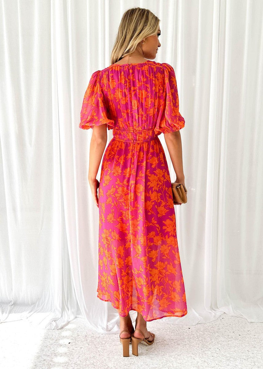 Paula | Vestido Midi Floral Mujer Invitada Boda