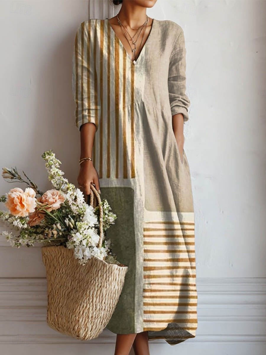 Pilar | Vestido Midi Mujer Rayas Patchwork