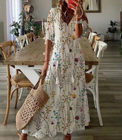 Rosa | Vestido Midi Estampado Mujer con Borlas