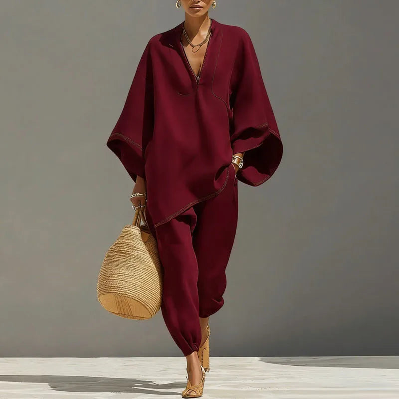 Sara | Conjunto Blusa y Pantalones Mujer Lino