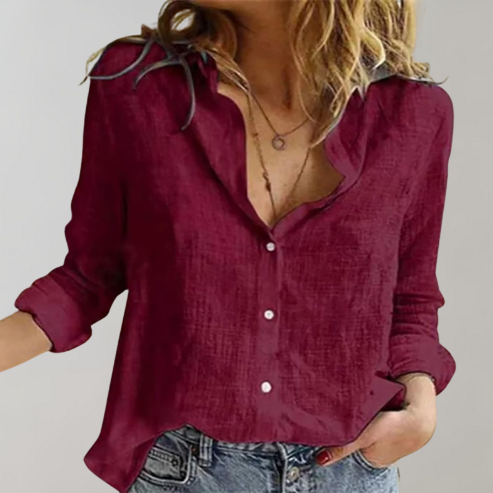 Sofía | Blusa Mujer Lino Manga Larga