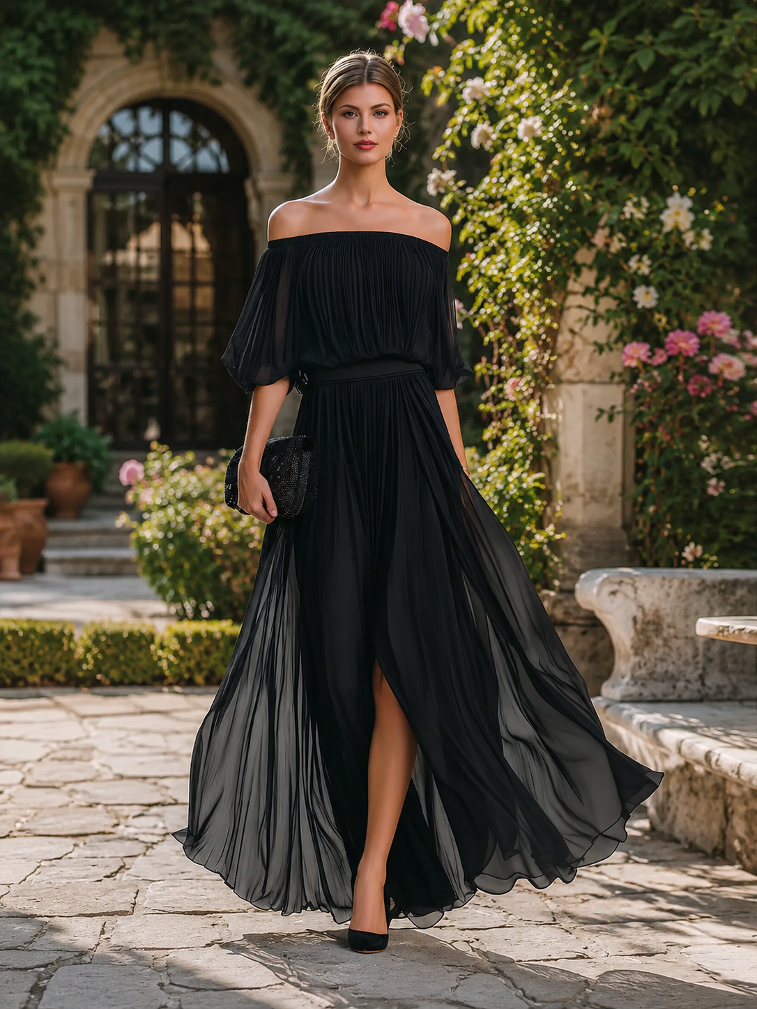Teresa | Vestido Maxi Invitada Boda Plisado Mujer