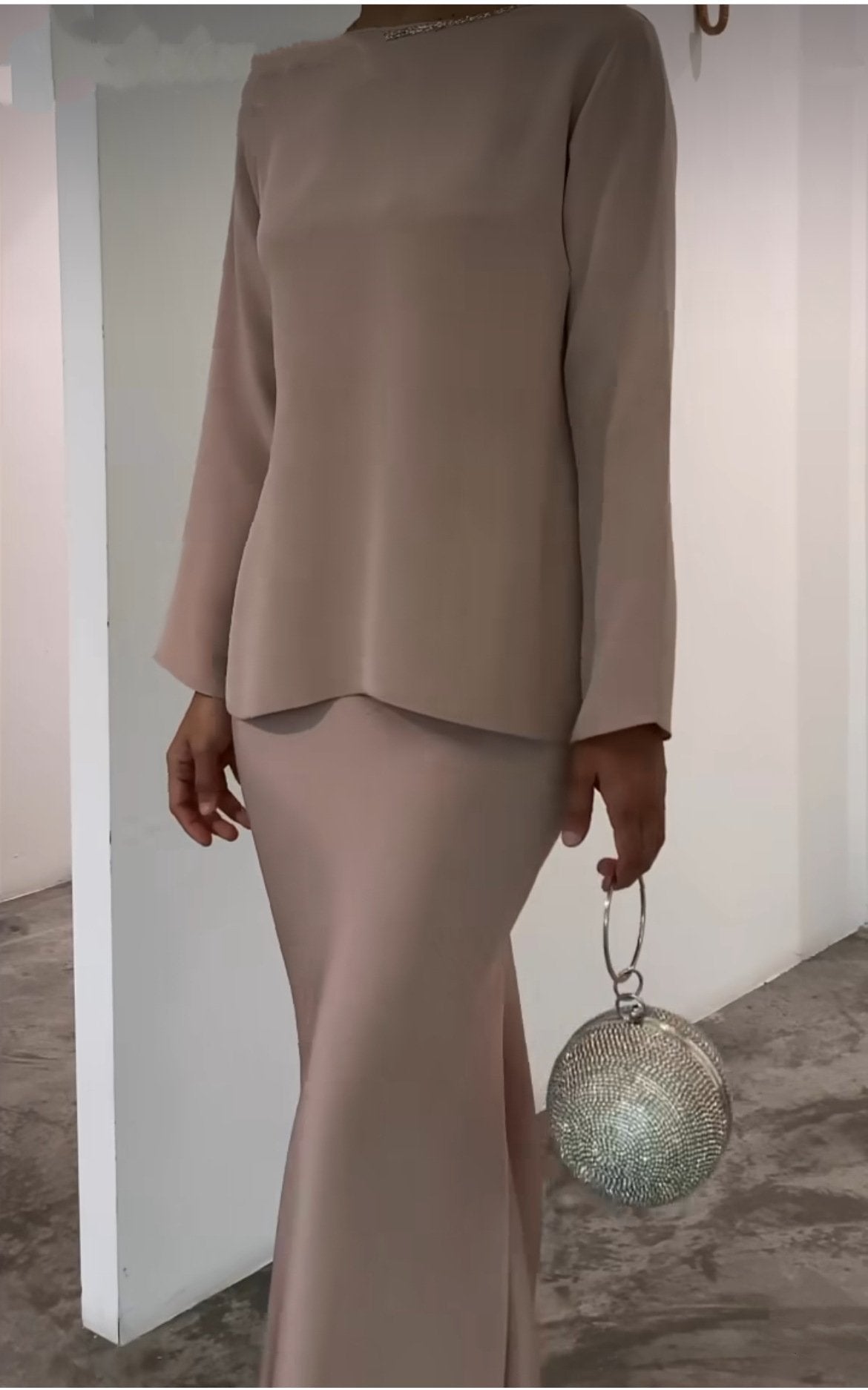 Valentina | Conjunto Vestido Midi Mujer Negro Pedrería
