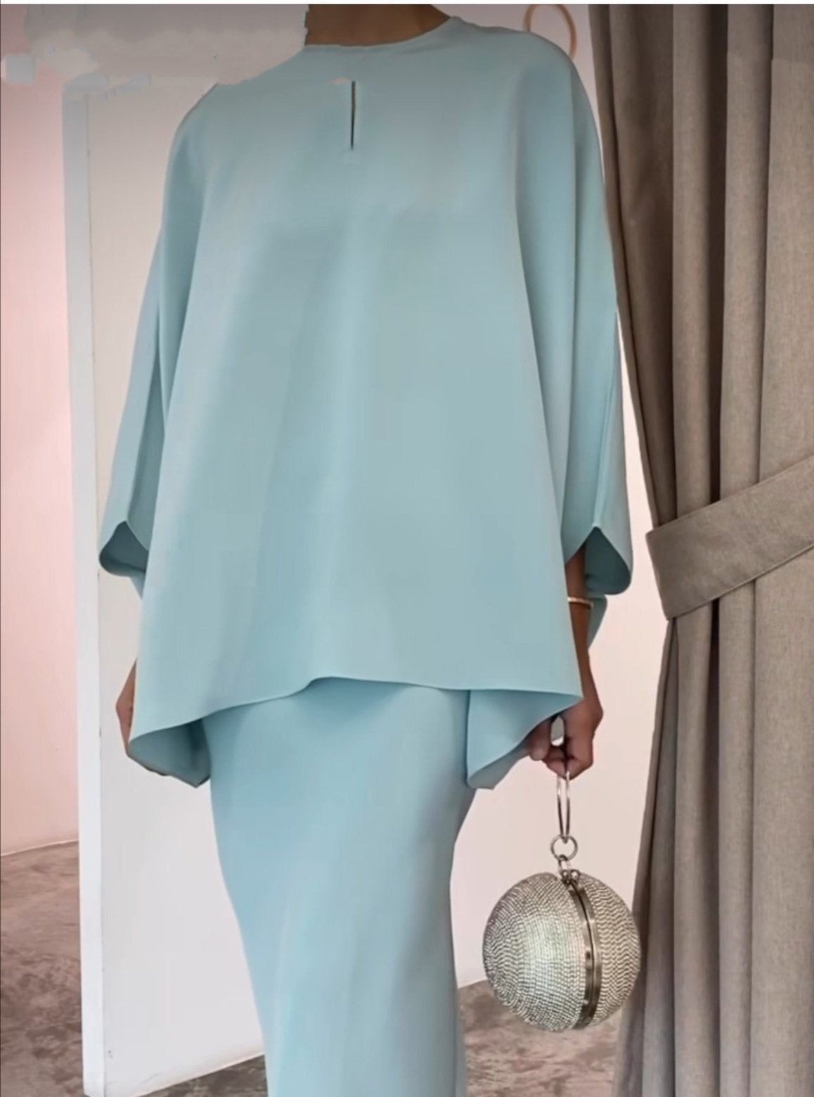 Valentina | Conjunto Vestido Midi Mujer Negro Pedrería