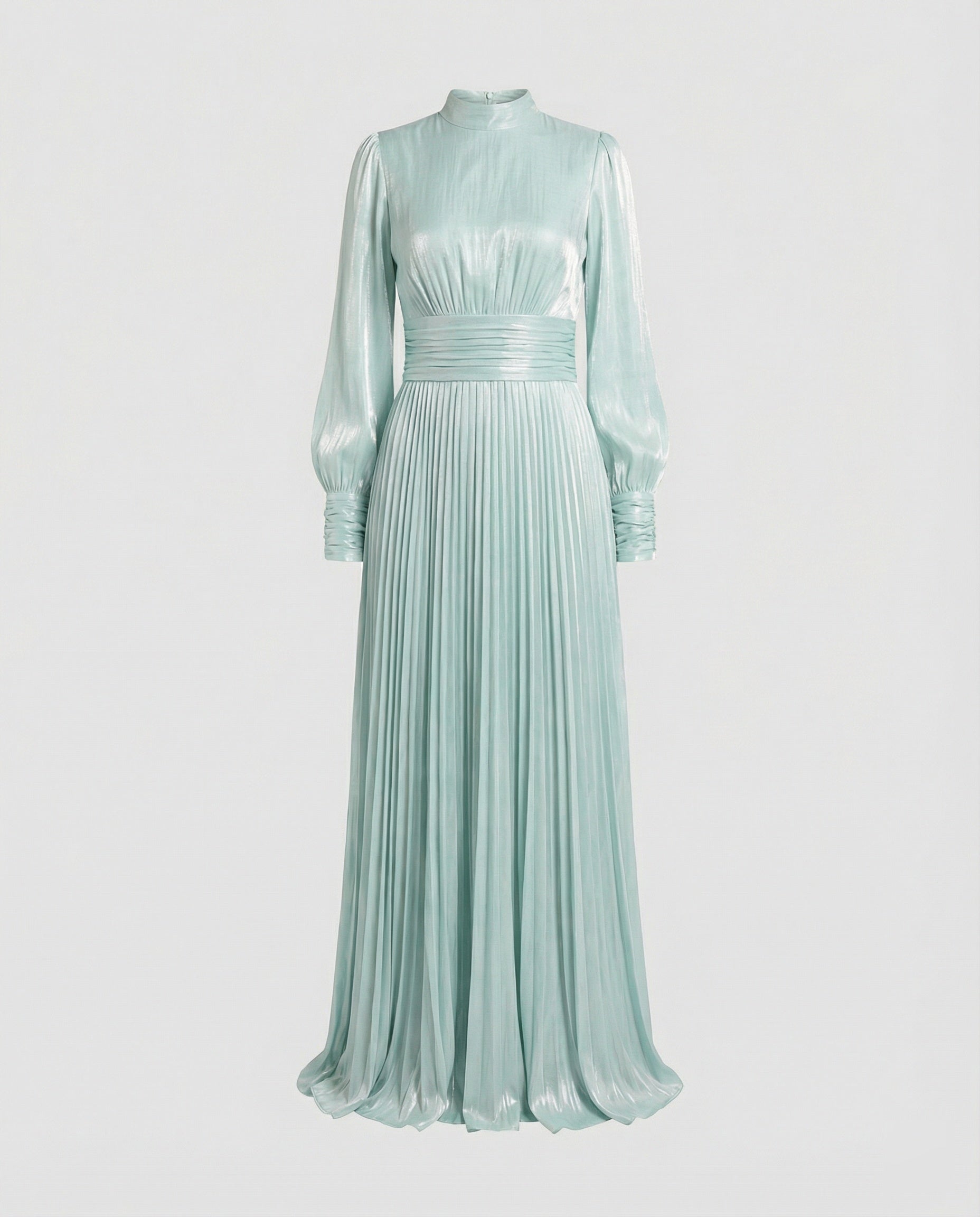 Valeria | Vestido Blanco Maxi Plisado Manga Larga