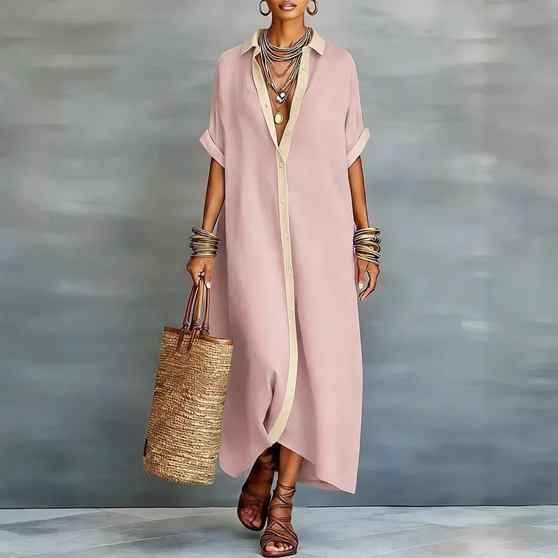 Valeria | Vestido Midi Maxi Mujer Camisero Lino
