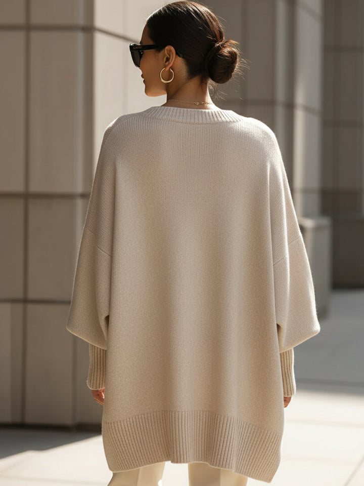 Leila | Suéter Oversize Cuello Redondo Punto Cremoso