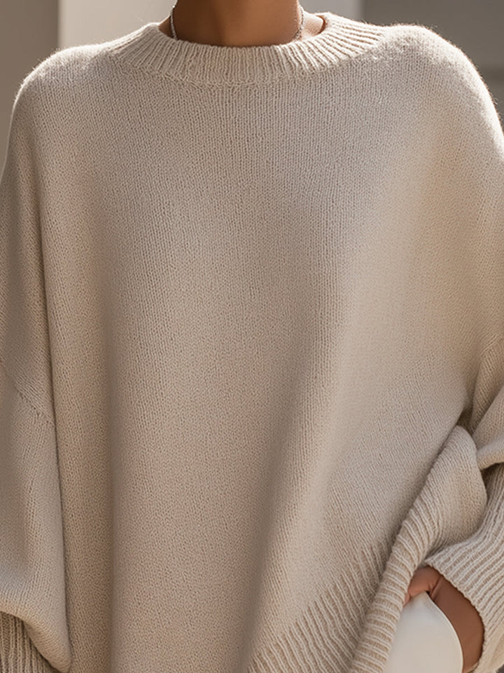 Leila | Suéter Oversize Cuello Redondo Punto Cremoso