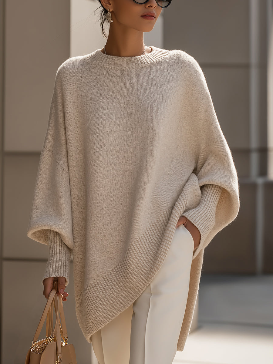 Leila | Suéter Oversize Cuello Redondo Punto Cremoso