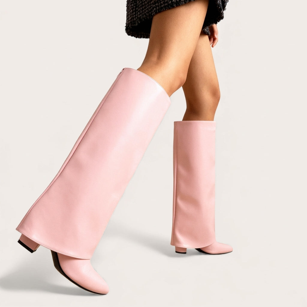 Paula | Botas Altas Piel Punta Afilada Tacón Cono