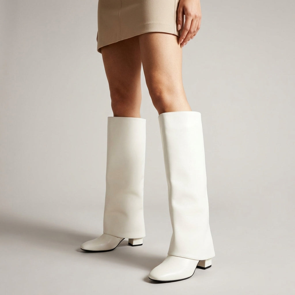 Paula | Botas Altas Piel Punta Afilada Tacón Cono