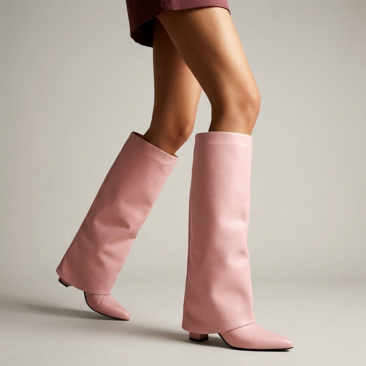 Paula | Botas Altas Piel Punta Afilada Tacón Cono
