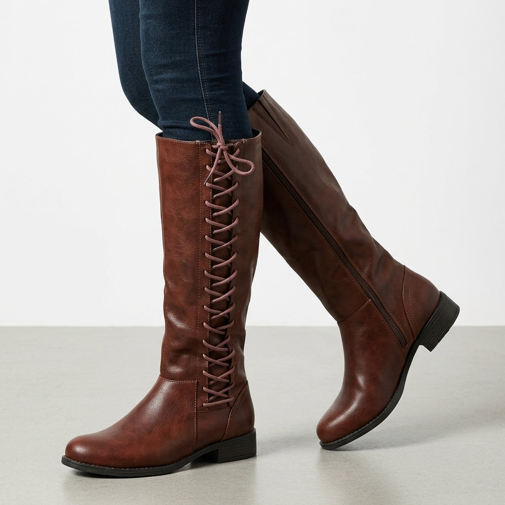 Celia | Botas Altas Cordones con Cremallera