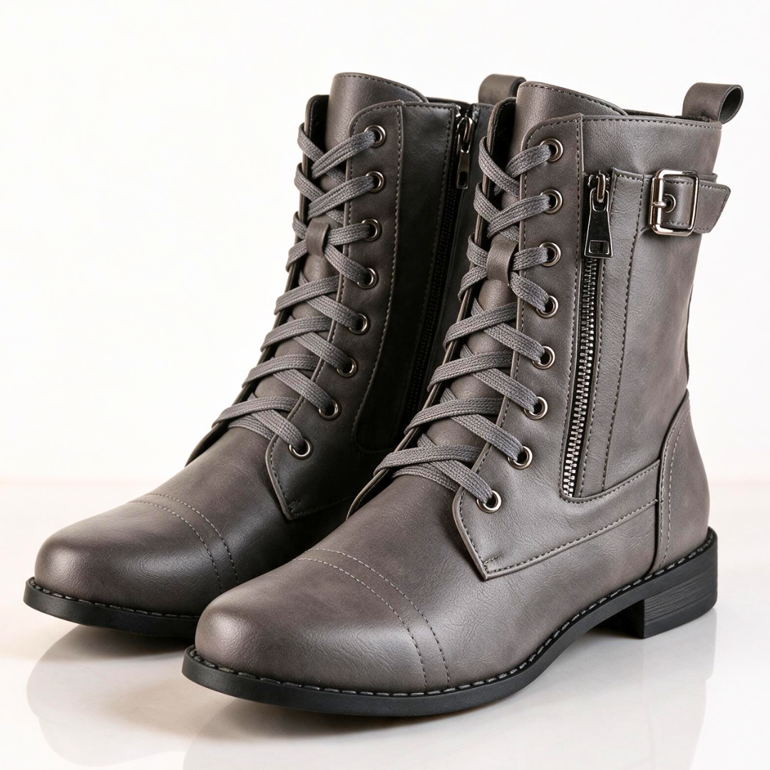 Belén | Botas de Combate con Cordones y Hebilla