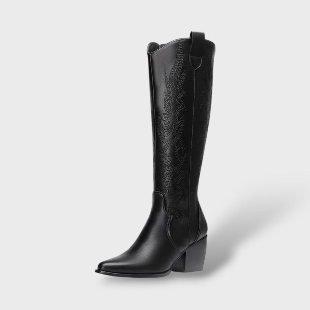 Marta | Bota Alta Vaquera de Piel Bordada