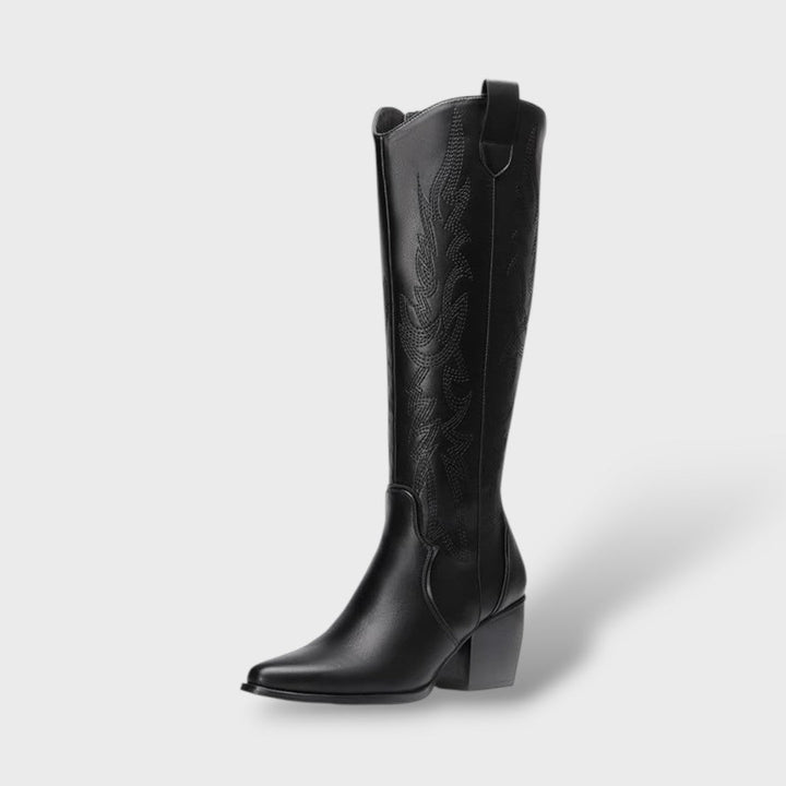 Marta | Bota Alta Vaquera de Piel Bordada