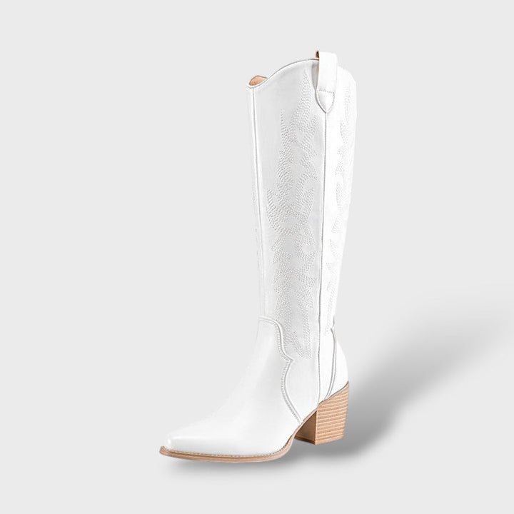 Marta | Bota Alta Vaquera de Piel Bordada