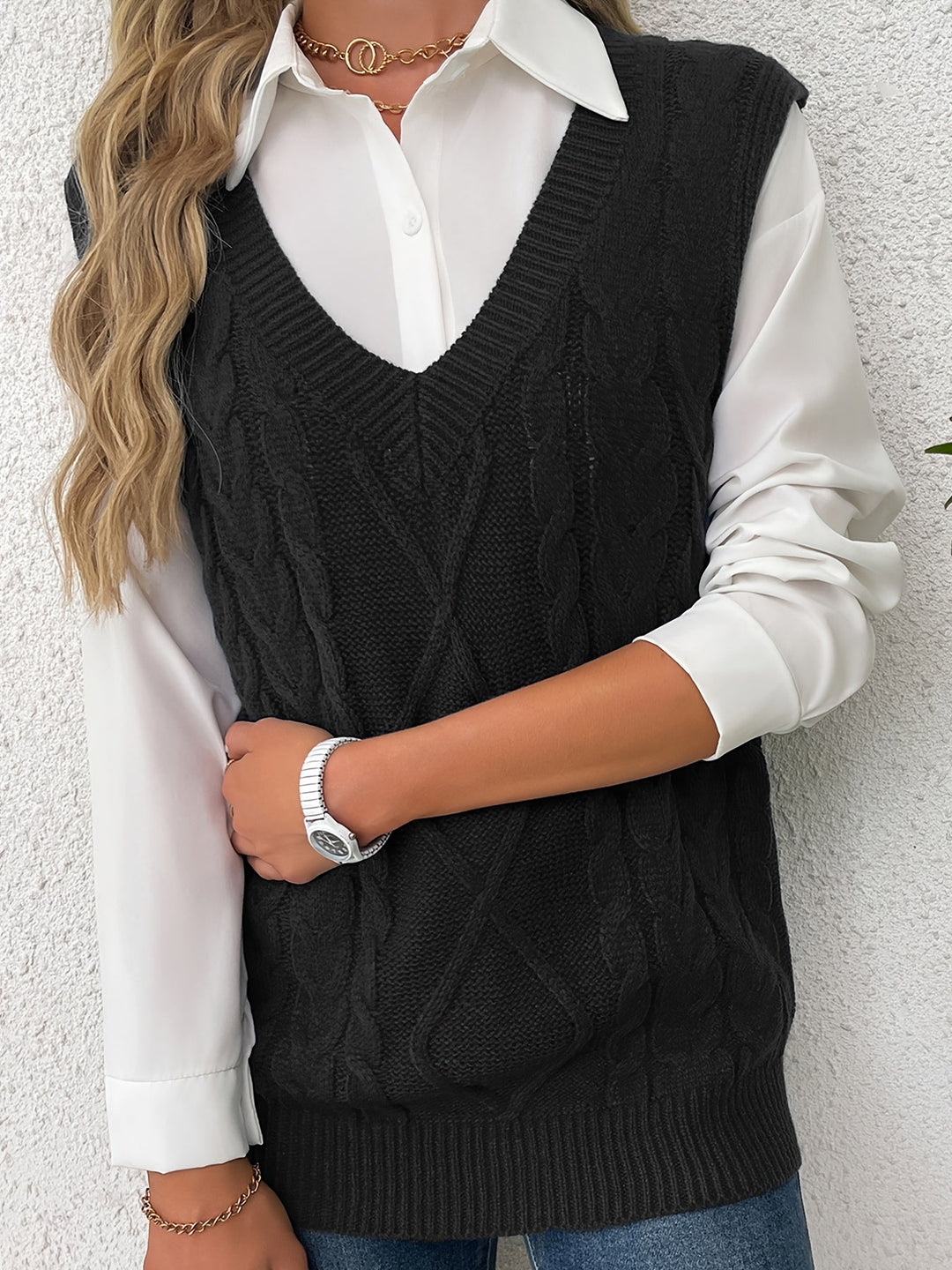 Amelia | Chaleco de Punto Trenzado Mujer