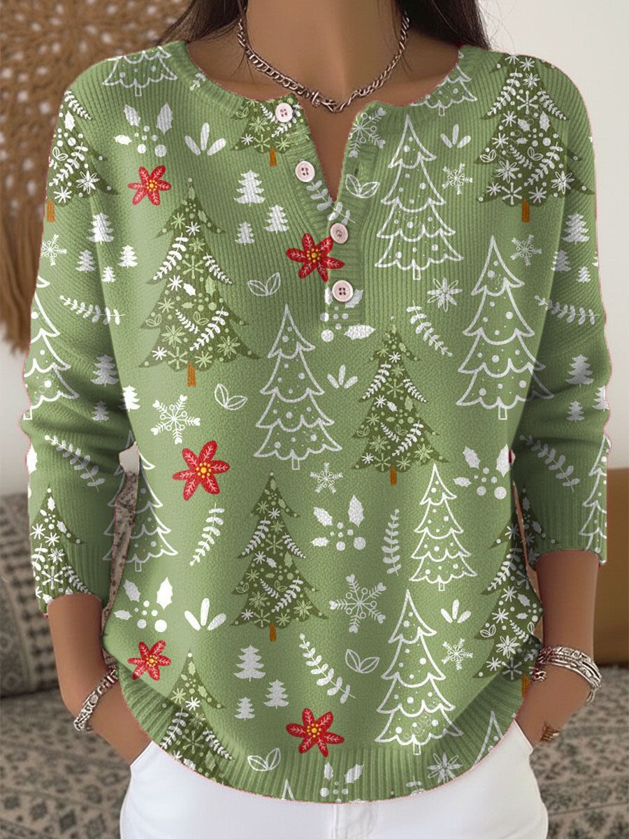 María | Blusa Mujer Manga Larga Punto Árbol Navidad