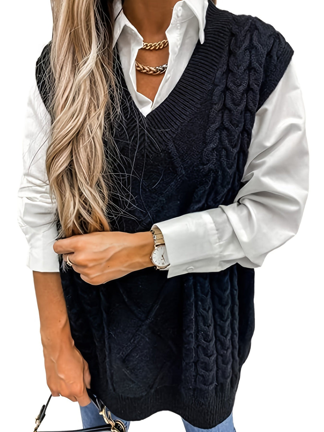 Amelia | Chaleco de Punto Trenzado Mujer